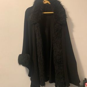 Black Faux Fur Oversized Cardigan